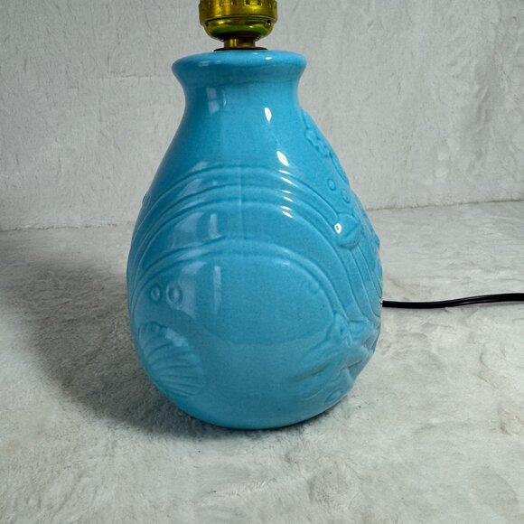 Disney Vintage Little Mermaid Lamp Blue Ceramic 1989 Base only no Shade - Picture 6 of 10